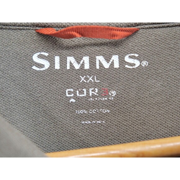 Simms Polo Shirt Mens 2XL Short‎ Sleeve Fishing Light Brown 3XDRY - Picture 4 of 9